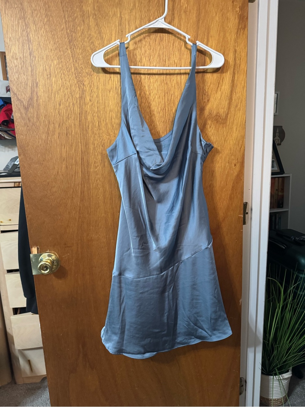 wild fable Light Blue Satin Cowl Slip Dress